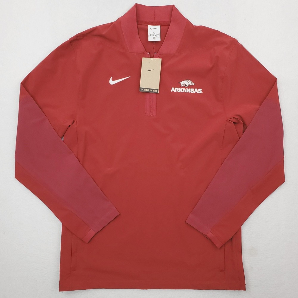 Arkansas Razorbacks Jacket Mens Small Red NCAA Football Nike Quarter Zip Top